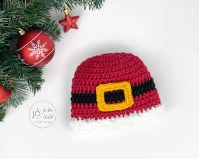 Crochet Santa Baby Hat Pattern by Jo To The World Creations