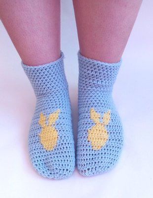 Easter Bunny Crochet Socks Pattern by Sarah L