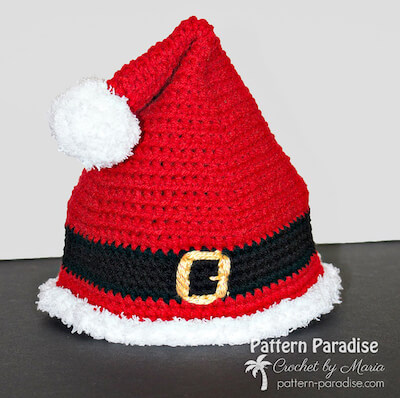Free Crochet Santa hat Pattern by Pattern Paradise