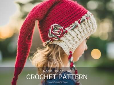 Noelle Holiday Hat Crochet Pattern by Deni Made Designs