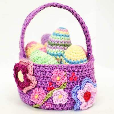 Spring Easter Basket Crochet Pattern by Petals To Picots