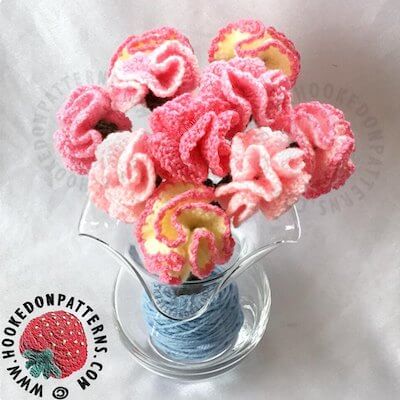 Bouquet Of Carnation Flowers Crochet Pattern by Hooked On Patterns