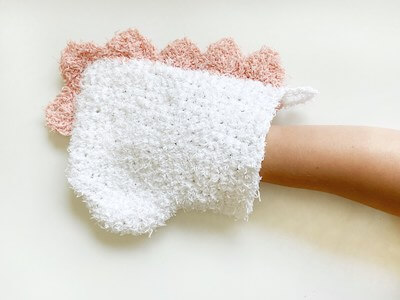 Crochet Dino Bath Mitt Pattern by My Dear Knot