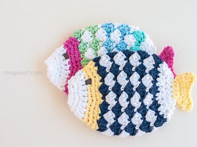 Crochet Fish Scrubbie Washcloth Pattern by One Dog Woof