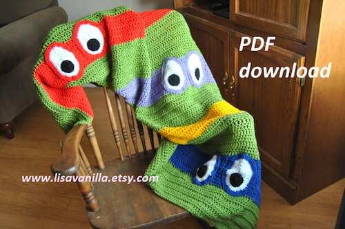 Crochet Ninja Turtles Blanket Pattern by Lisa Vanilla