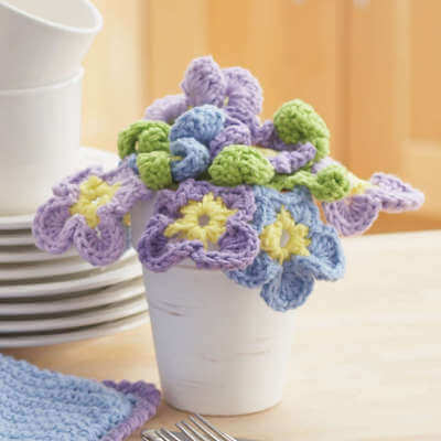 Crochet Pansy Bouquet Pattern by Yarnspirations