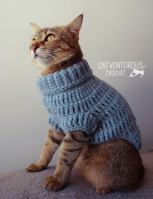 Crochet Rollneck Cat Sweater Pattern by Charlotte Gillbanks