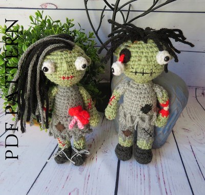 Crochet Zombie Couple Pattern by On A Whim Crochet