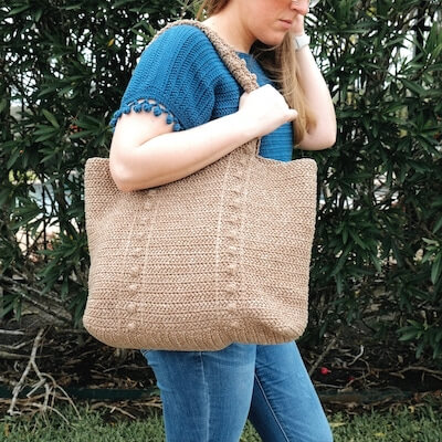 Modern Crochet Oversized Tote Bag Pattern by The Cozy Knot Crochet