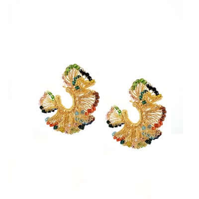 Multicolor 18k Gold-Plated Wire Crochet Earrings by Lavish By TM