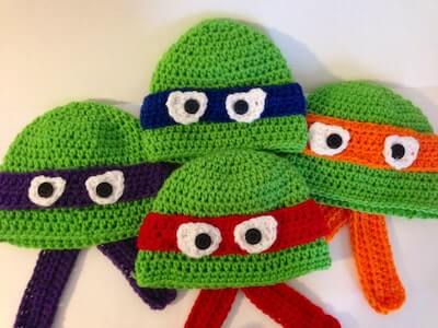 Ninja Turtle Crochet Hat Pattern by Gramma Beans