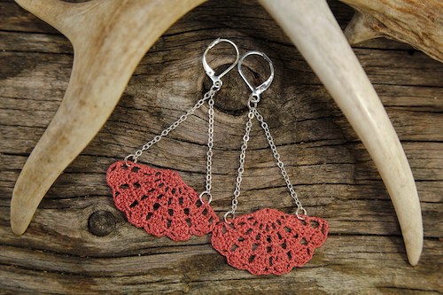 Pink Fan Crochet Earrings by Adorn Yourself Co
