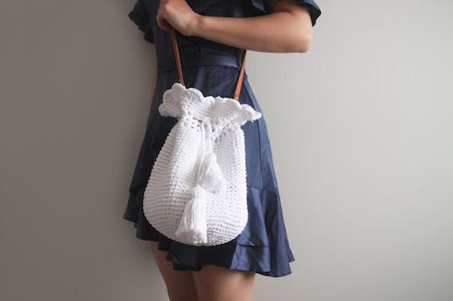 Scallop Crochet Bucket Bag Pattern by For The Frills