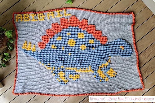 Stegosaurus Bobble Stitch Blanket Crochet Pattern by Melanie Poulter