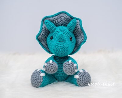Tanner, The Triceratops Crochet Pattern by Nicole Chase