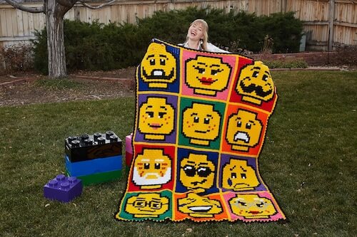 Crochet Brick Faces Blanket Pattern by Swish And Stitch Crafts