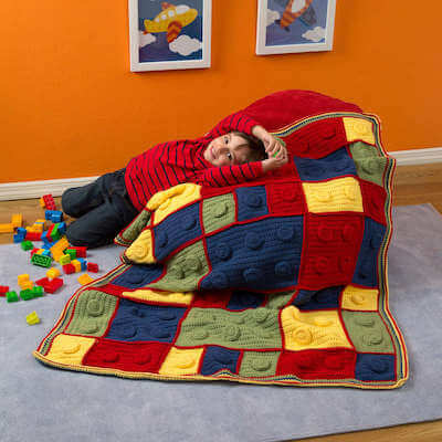 Crochet Building Blocks Throw Pattern by Red Heart