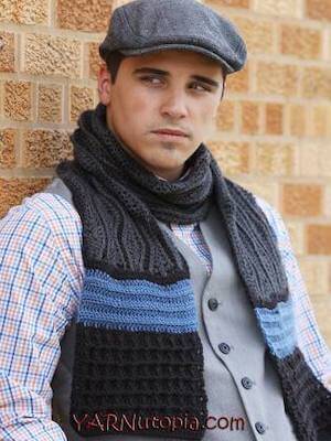 Classic Mens Scarf Crochet Pattern by Yarnutopia