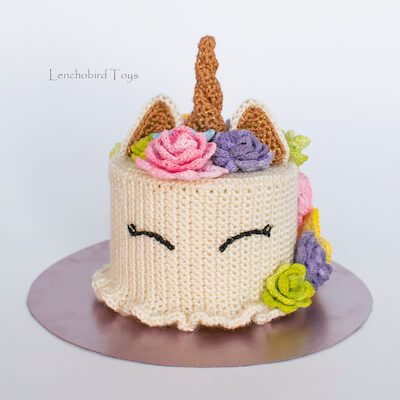 Crochet Cake Flower Unicorn Amigurumi Pattern by Elena Pichugina