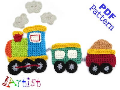 Crochet Train Applique Pattern by Home Artist