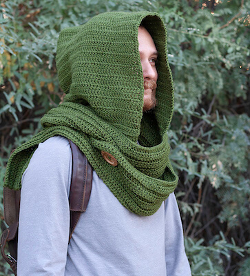 Wanderer's Crochet Hooded Scarf Pattern by Winding Road Crochet