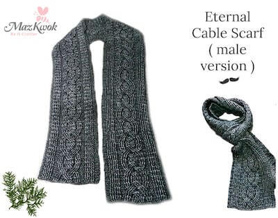 Eternal Cable Crochet Men Scarf Pattern by Be A Crafter