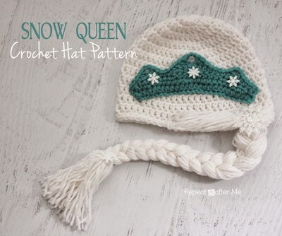 Snow Queen Crochet Hat Pattern by Repeat Crafter Me