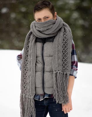 Textured Crochet Men Scarf Pattern by Kirsten Holloway Design