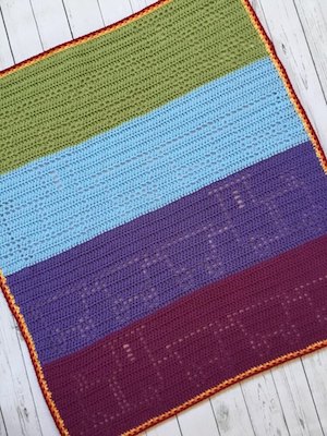 Train Filet Crochet Blanket Pattern by Three Loops On The Hook