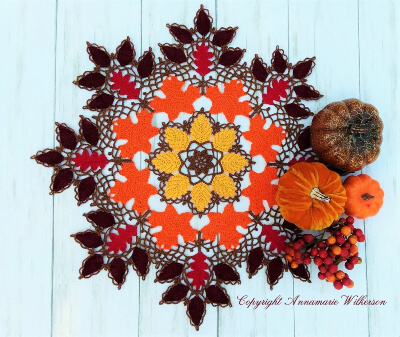 Autumn Leaves And Lace Crochet Doilies Pattern by Cat Lady Crochet Shoppe