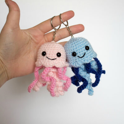 Crochet Jellyfish Keychain Pattern by The Friendly Red Fox