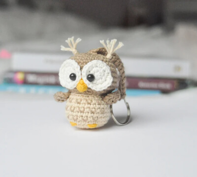 Crochet keychain rabbit, crochet owl, cute bag charm, cute car