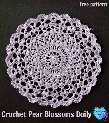 Crochet Pear Blossoms Doily Pattern by Crochet For You