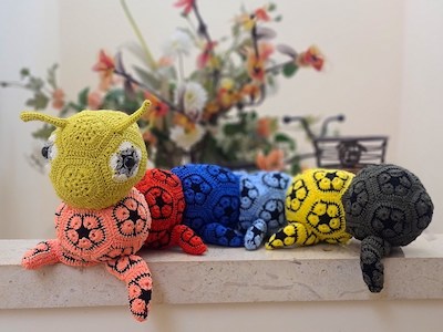 African Flower Crochet Caterpillar Pattern by Flower Safari