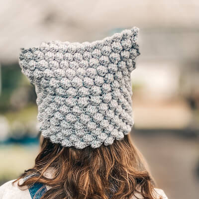 Bobble Cat Hat Crochet Pattern by Heather Moore