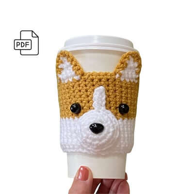 Corgi Cup Cozy Crochet Pattern by Hooked By Angel