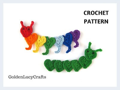Crochet Caterpillar Applique Pattern by Golden Lucy Crafts