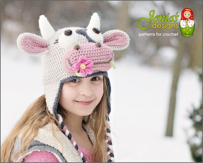 Crochet Cow Hat Pattern by Jenia's Designs