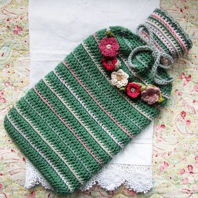 Crochet Floral Hot Water Bottle Cover Pattern by Sew Silly Lily
