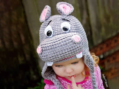 Crochet Hippopotamus Animal Hat Pattern by Ira Rott Patterns