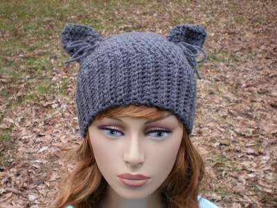 Crochet Kitty Cat Ears Beanie Pattern by Swellamy