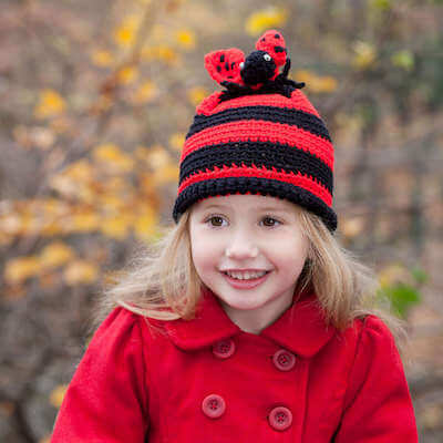 Crochet Ladybug Hat Pattern by Red Heart