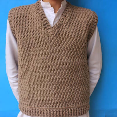 Crochet Men's Sweater Vest Pattern by Crochet Crosia Home