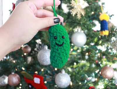 Crochet Pickle Ornament Pattern by Maria's Blue Crayon
