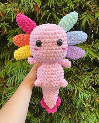 Crochet Rainbow Axolotl Pattern by The Mary Jay