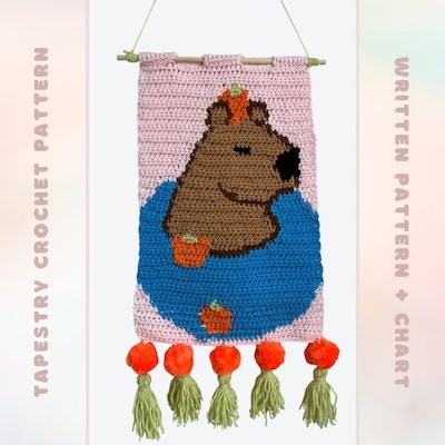 Crochet Tapestry Capybara Pattern by Lion Jess