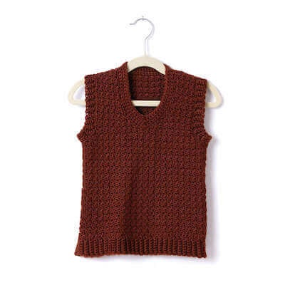 Crochet V-Neck Sweater Vest Pattern by Yarnspirations