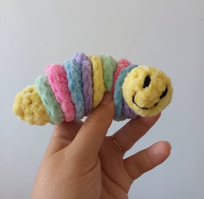 Crochet Worry Worm Fidget Toy Pattern by Crocreate By Sarah