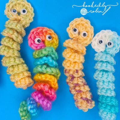 Crochet Worry Worm Pattern by Hooked By Robin