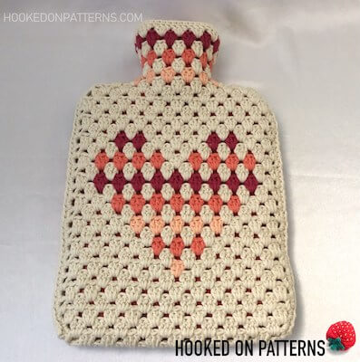 Free Hot Water Bottle Cover Crochet Pattern by Hooked On Patterns